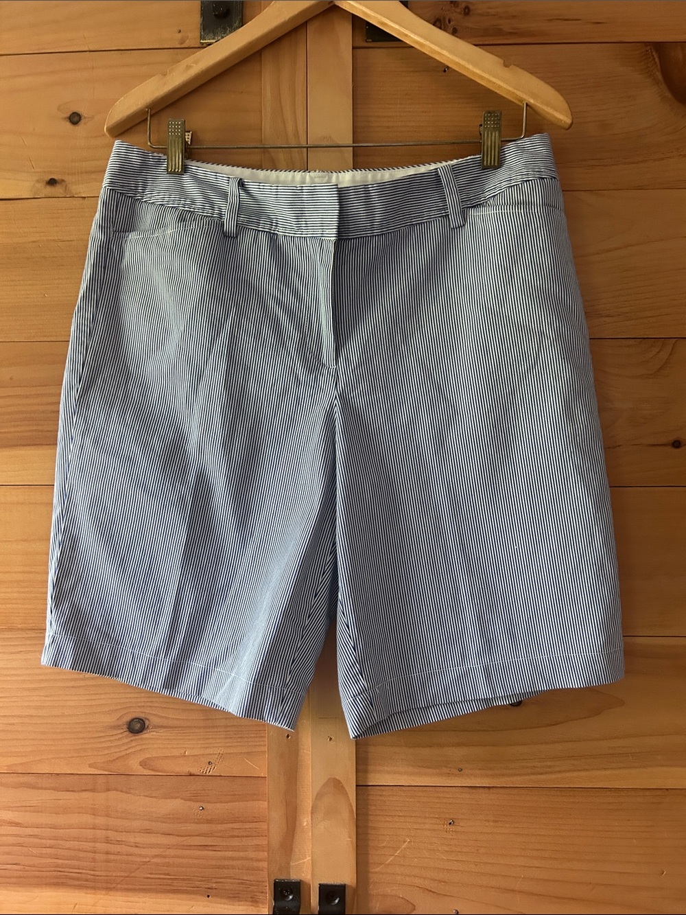 Talbots Perfect Short Classic Women's Blue Pinstripe 9” Shorts